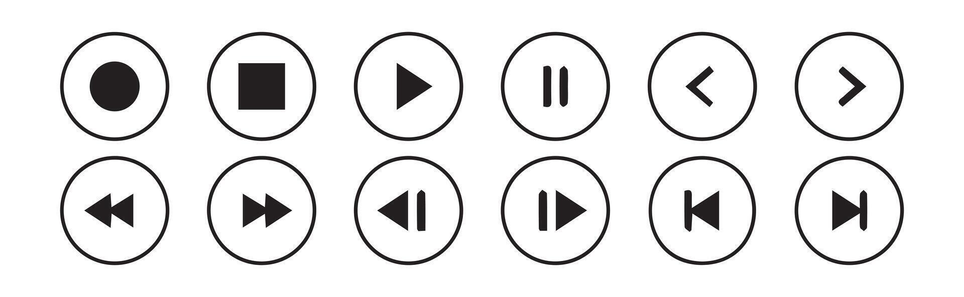 Media player icon set. audio player buttons collection. vector