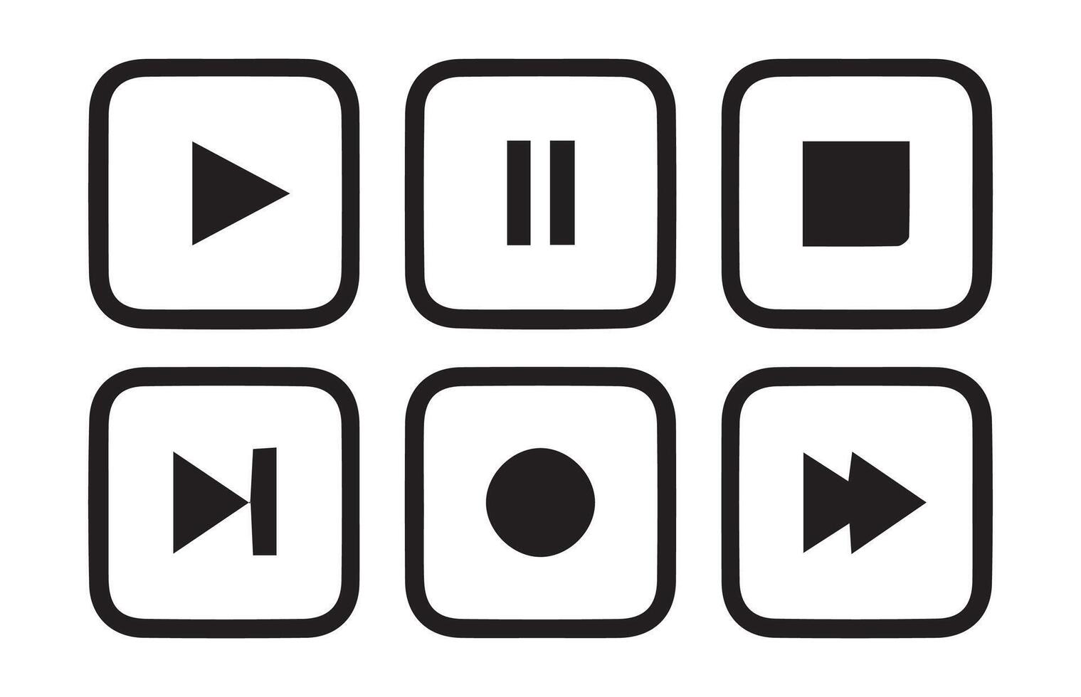 Set of media player button icons.Play and pause buttons vector