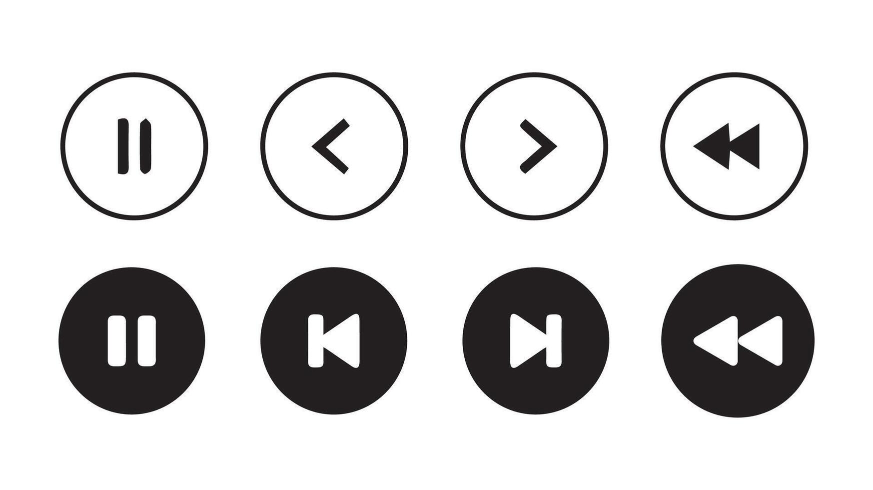 Set of media player button icons.player button set icon symbol,play and pause button. vector