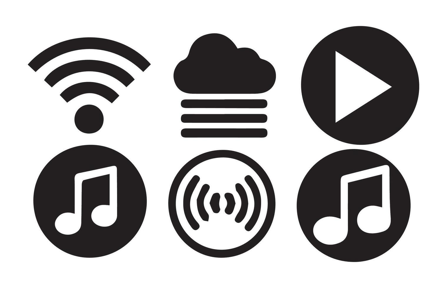 Music player icon set. Media player icon.Play and pause buttons symbol vector