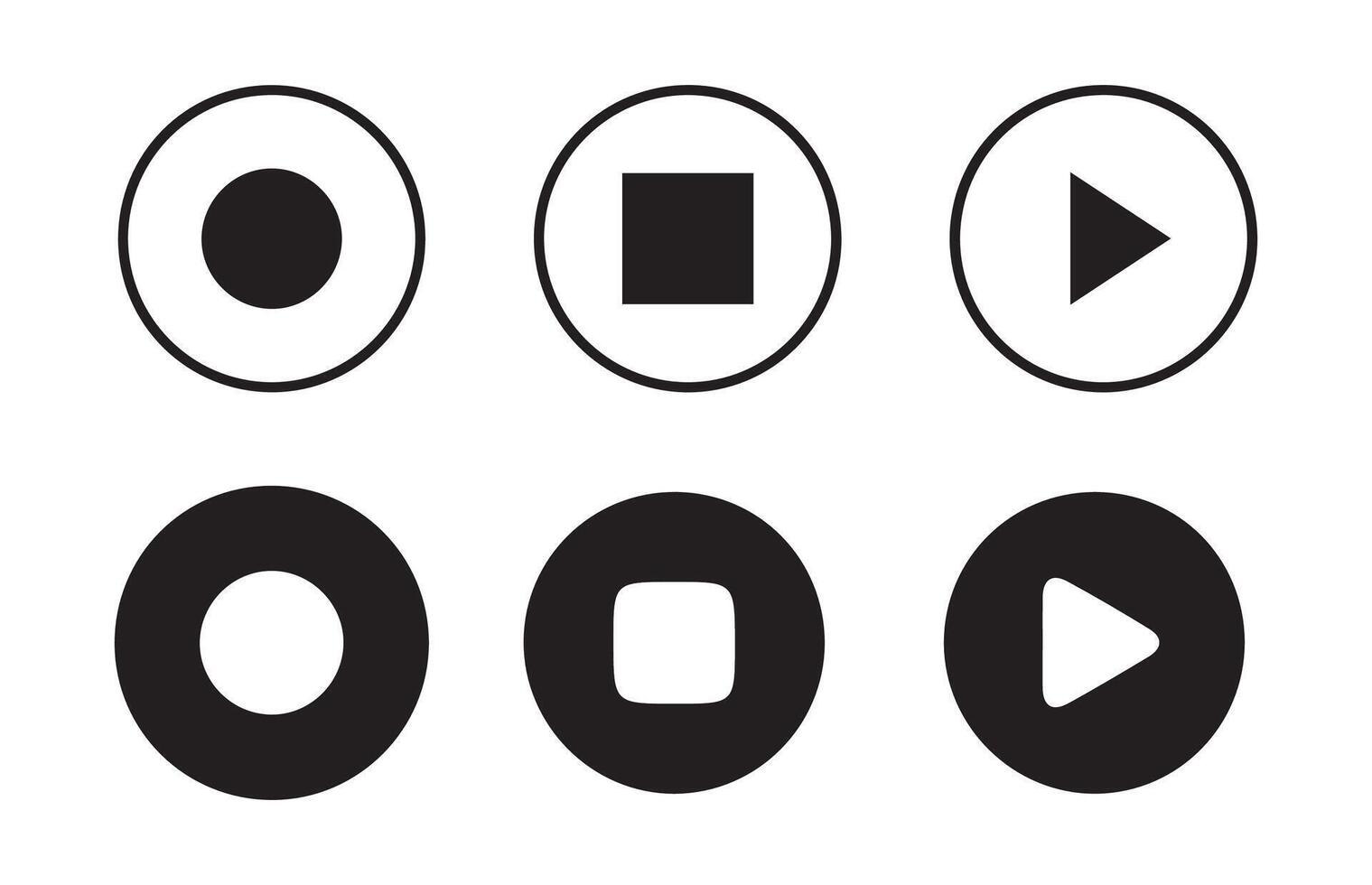 Play and pause buttons Set of media player button icons vector
