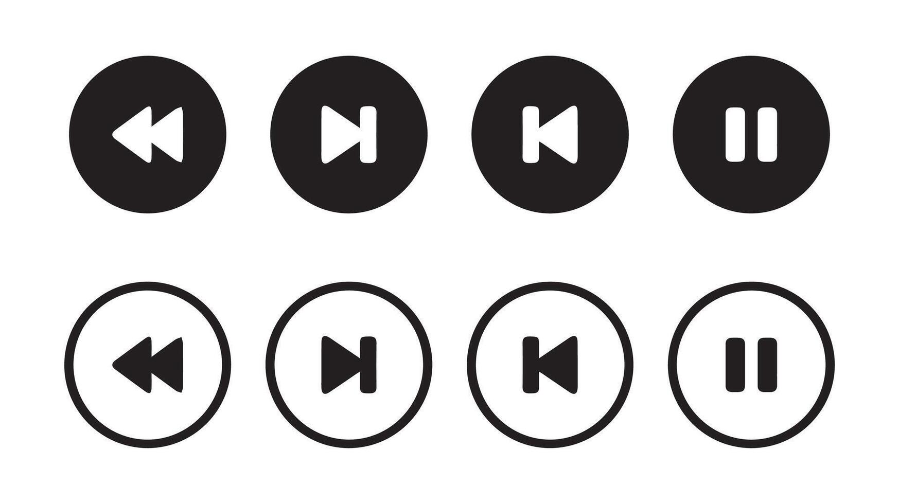 Media Player Buttons icon set, Arrows, audio player,player button set vector