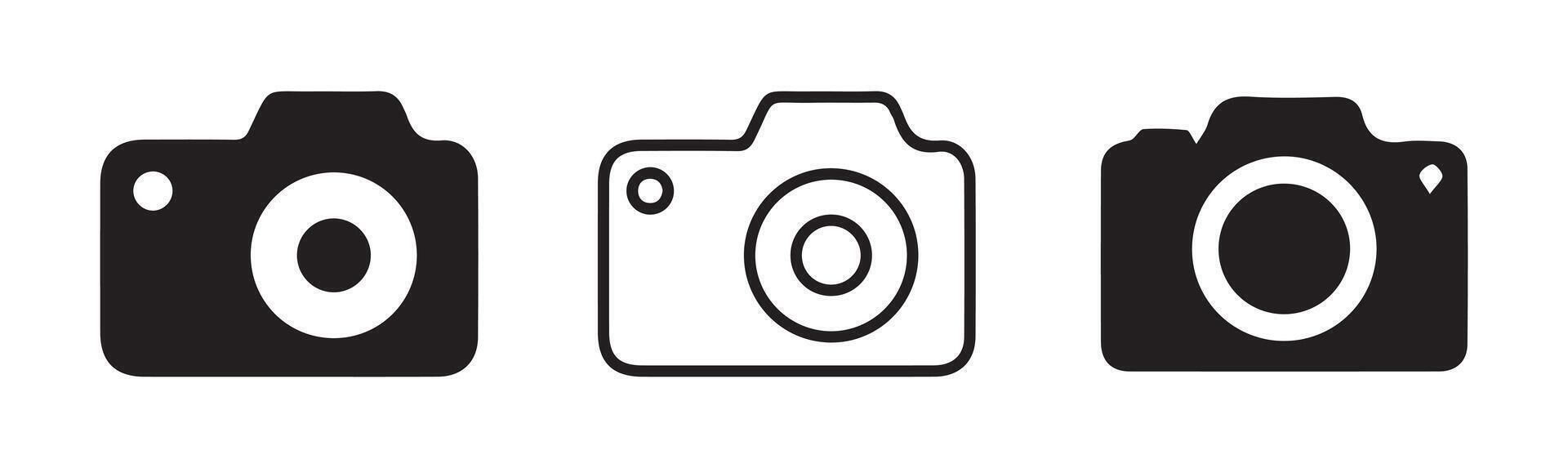 Camera icons set on white background. Photo camera black silhouette. Illustration 10 ESP vector