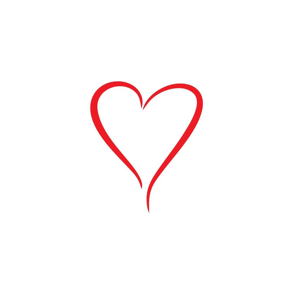 Hand drawn cursive red heart, valentines day heart design vector