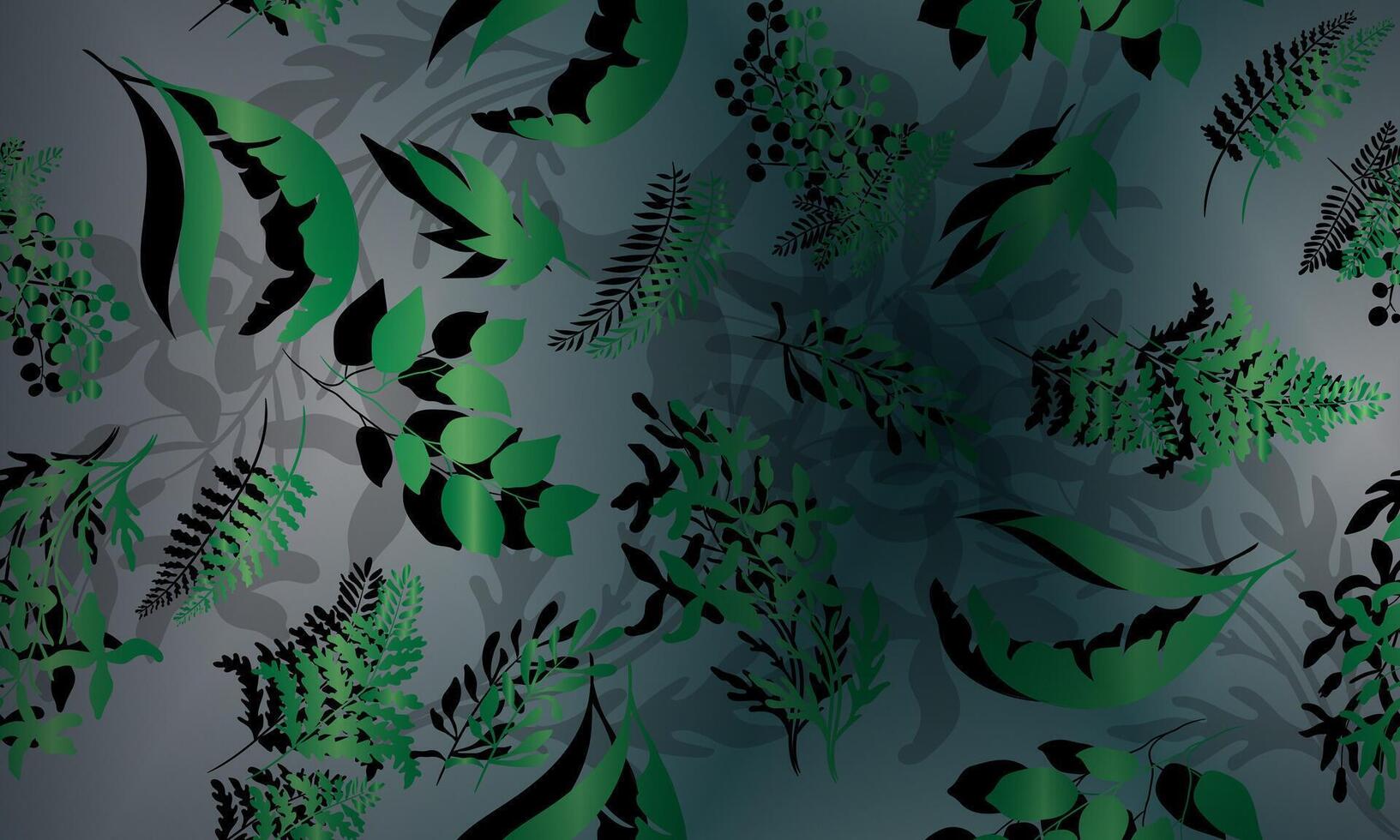 Tropical leaves seamless pattern. nature leaves dark background. exotic green floral with shadow. vector