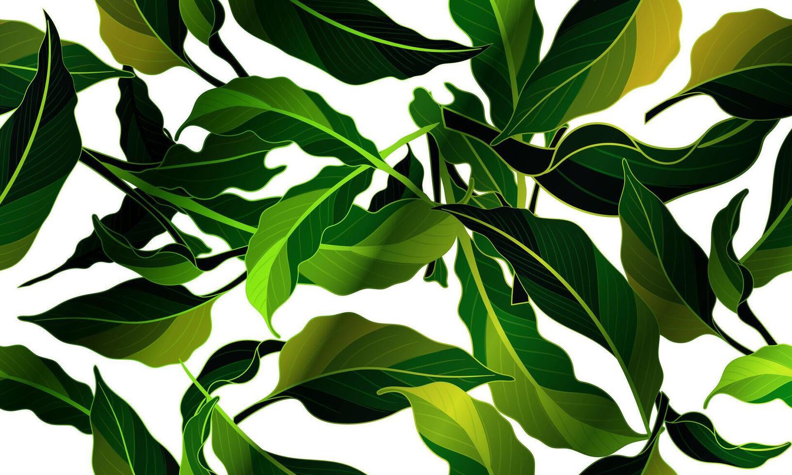 Tropical leaves seamless pattern. nature leaves white background. exotic green floral pattern. vector