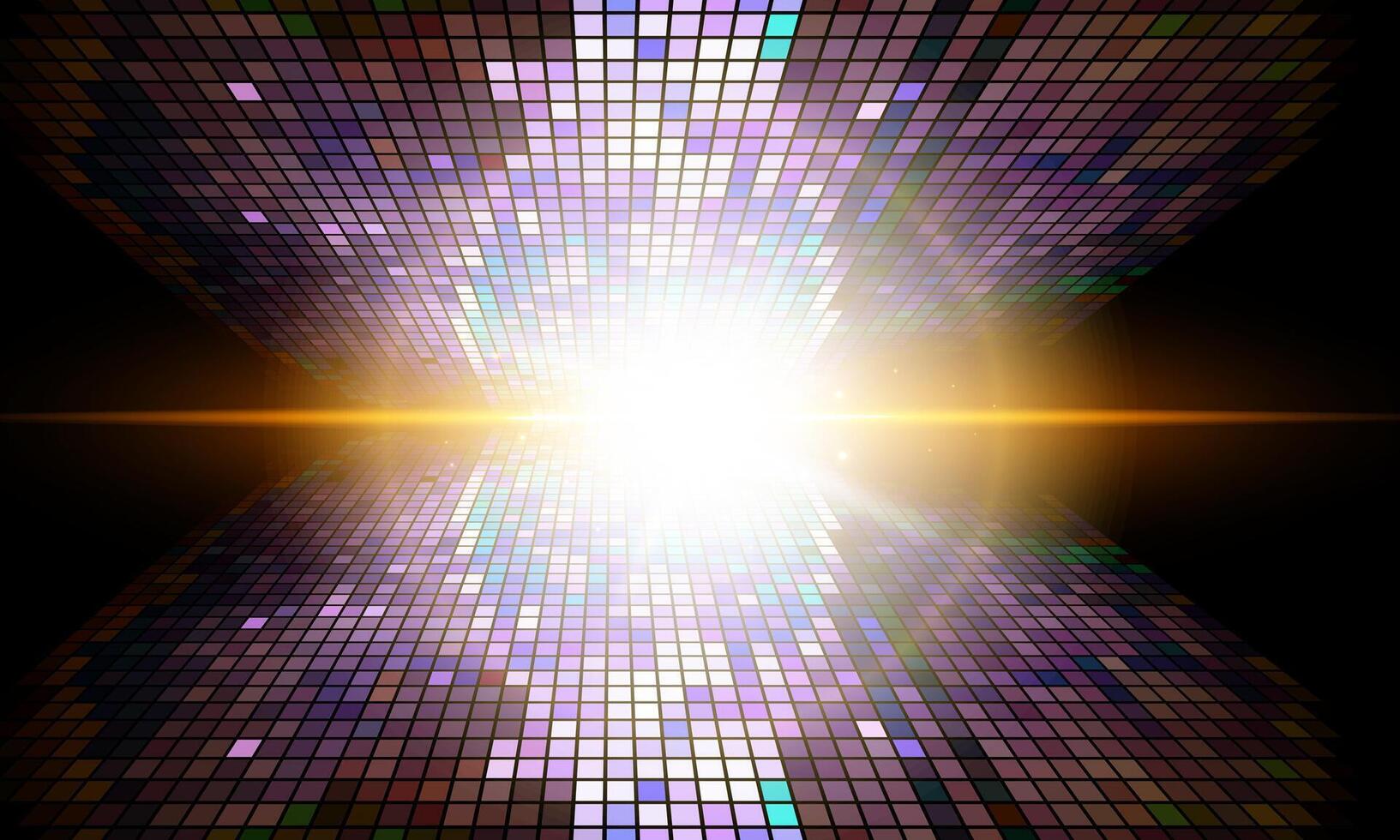 Large led projection screens. Colorful panel light show on shiny light on dark background. vector