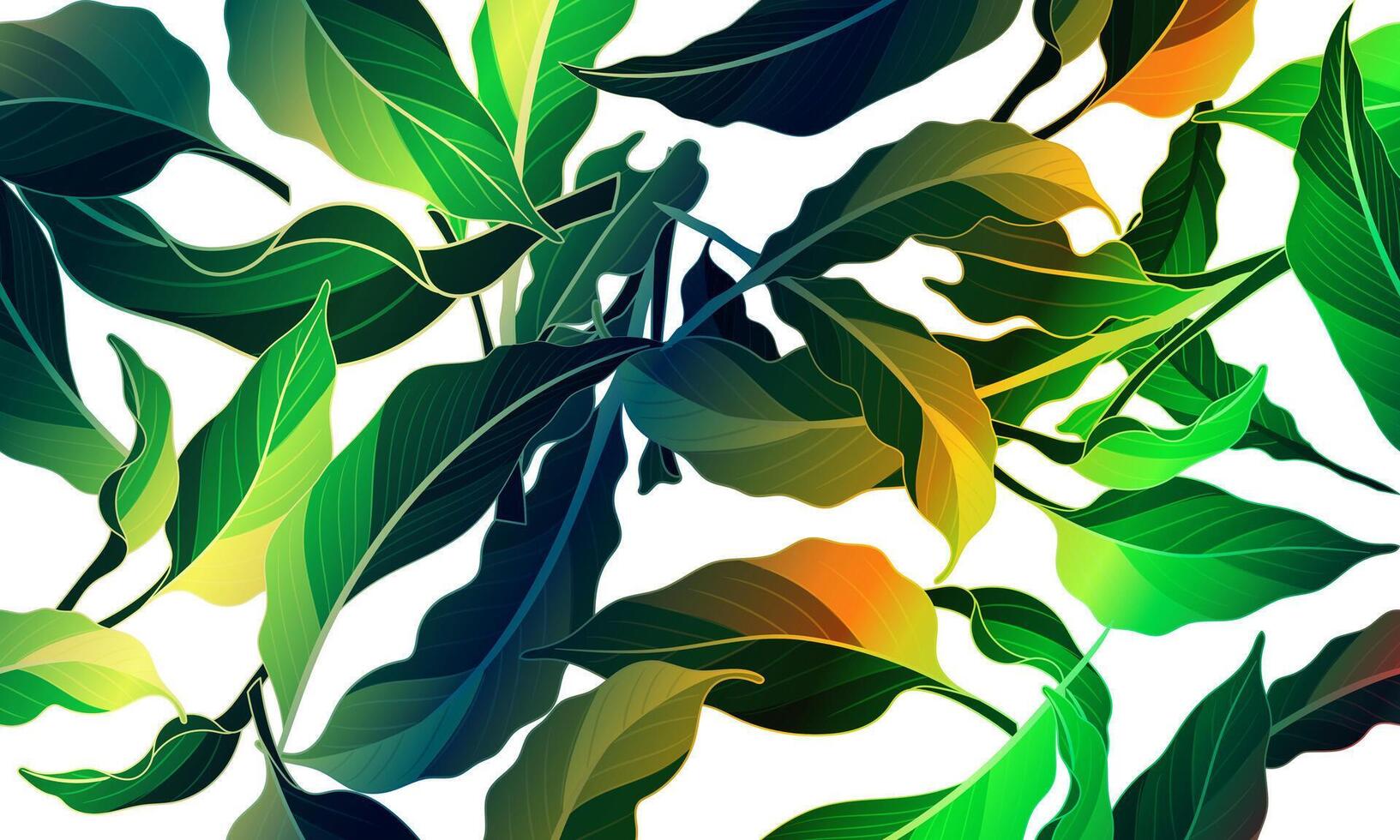 Tropical leaves seamless pattern. nature leaves white background. exotic color futuristic cover. vector