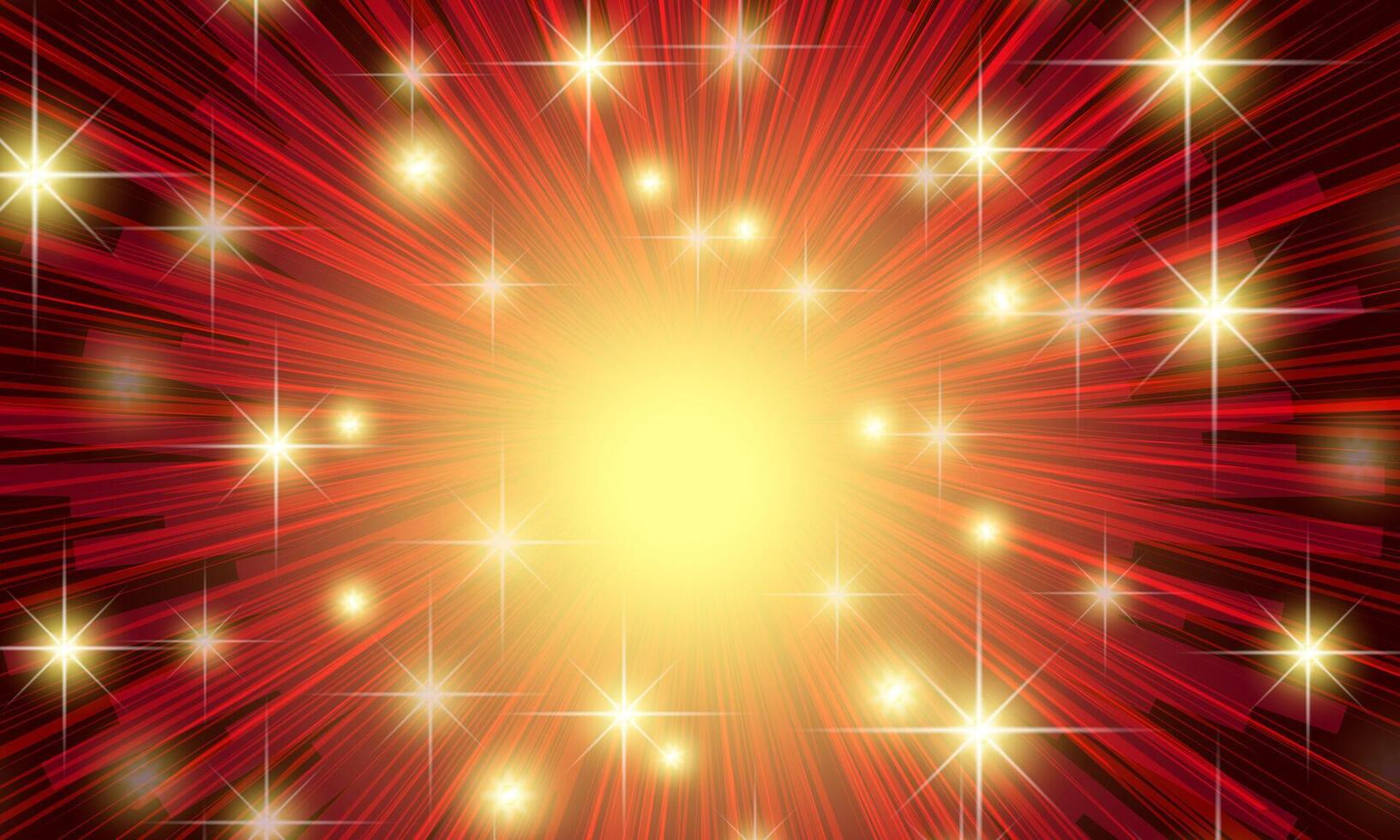 Abstract golden light rays with shine dot effect and glitter light luxury decoration on red background. vector