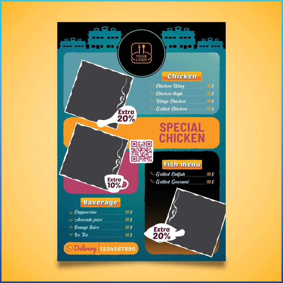 Special Chicken Menu background template for restaurant vector