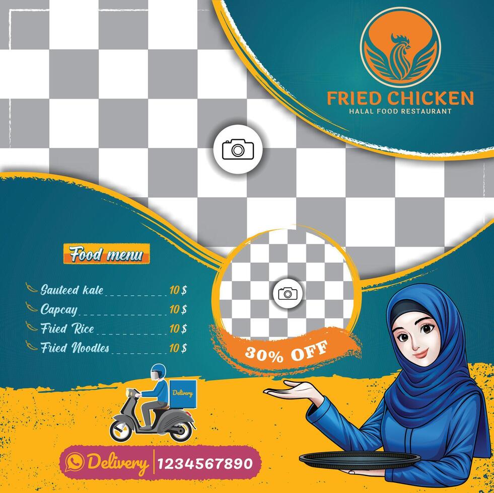 Restaurant Menu Post Design for fried chicken restaurants and fast food with friedchicken logo vector