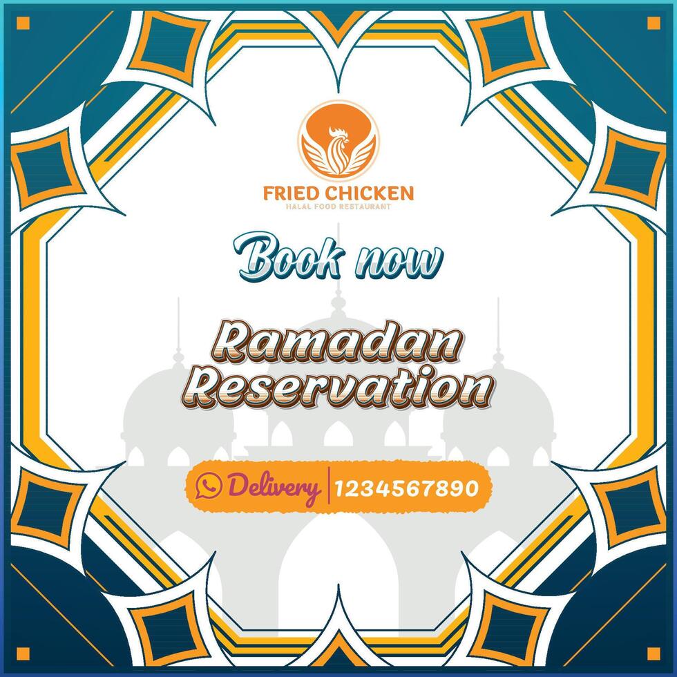 Post design frame for promotion of fried chicken restaurant reservations vector