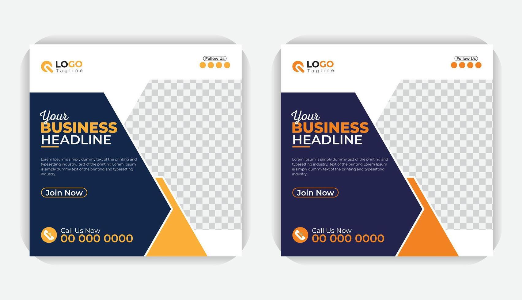 Corporate style simple layout business social media post or square banner template, with 2 color variation vector