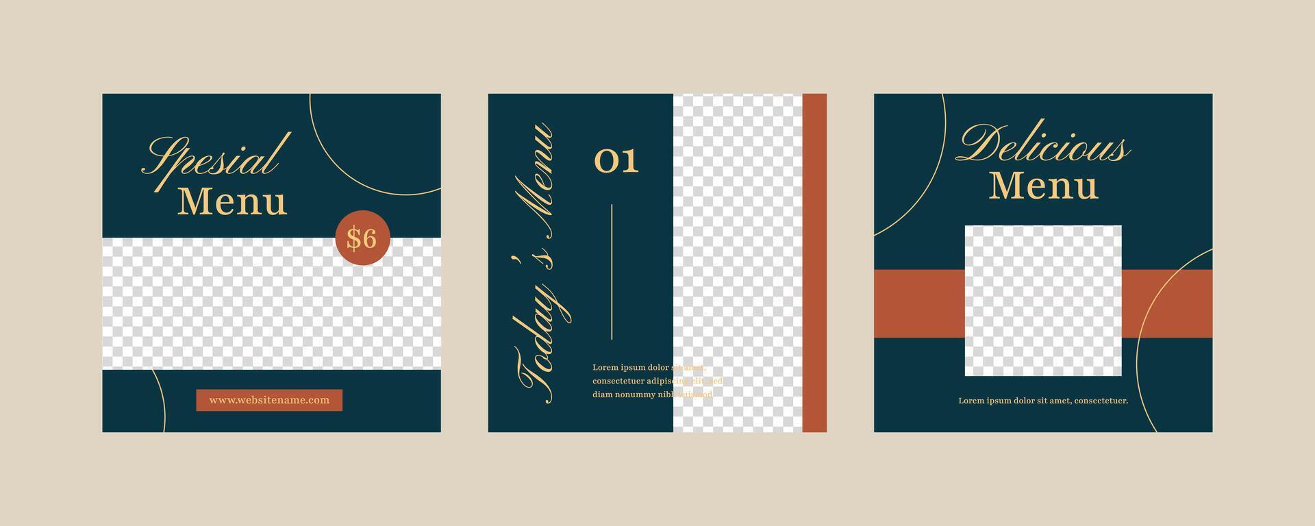 Food menu banner social media post vector