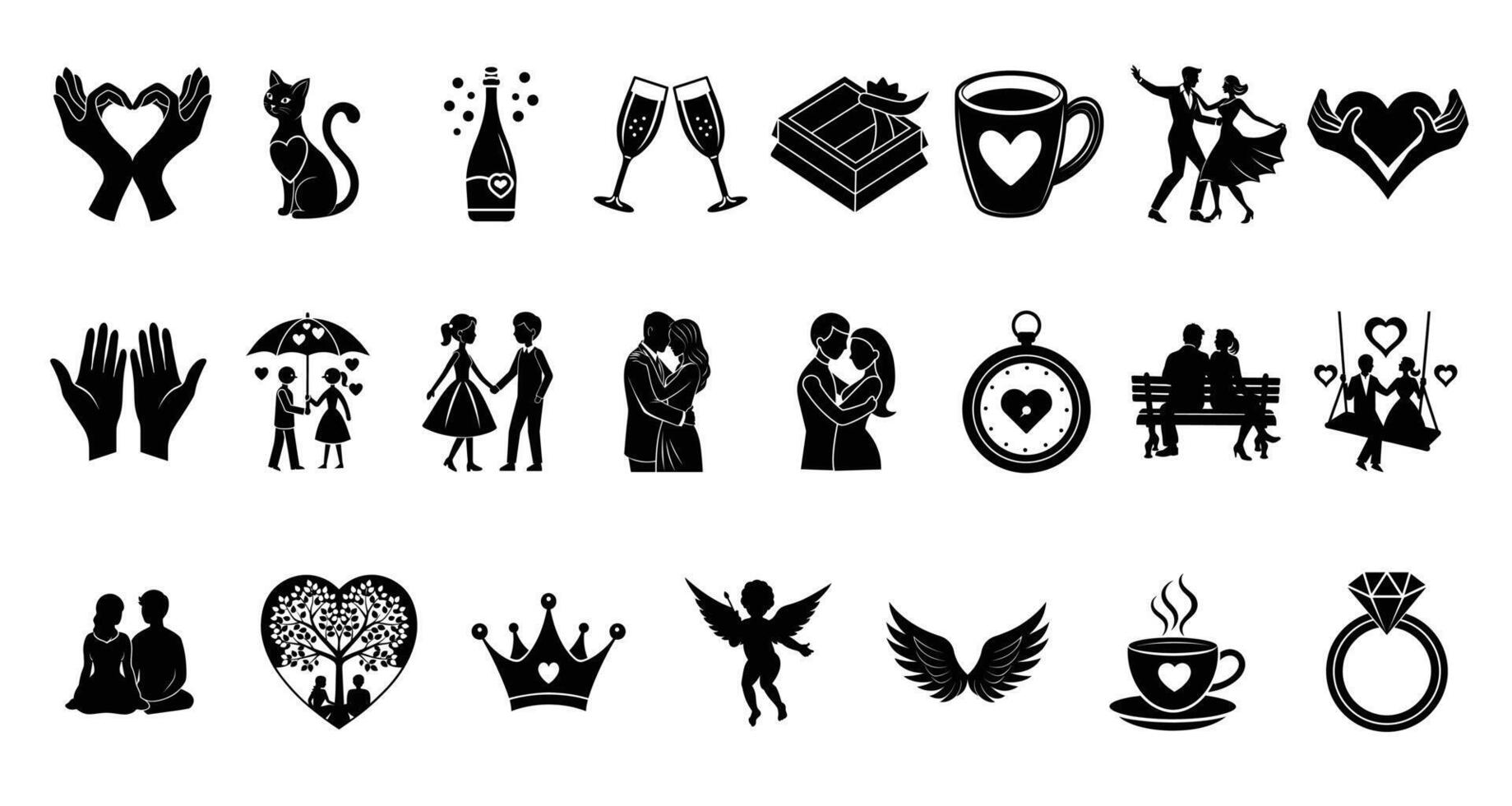 Valentine's Silhouette Isolated on White vector