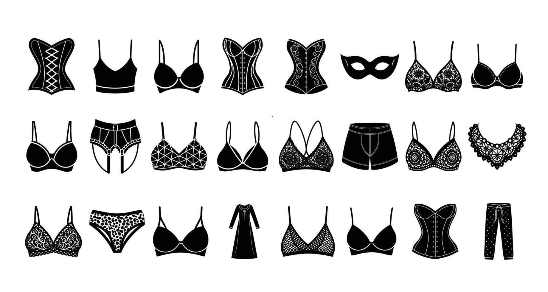 Elegant Collection of Women's Underwear Silhouettes on White Background, Perfect for Fashion Marketing and Design Projects vector