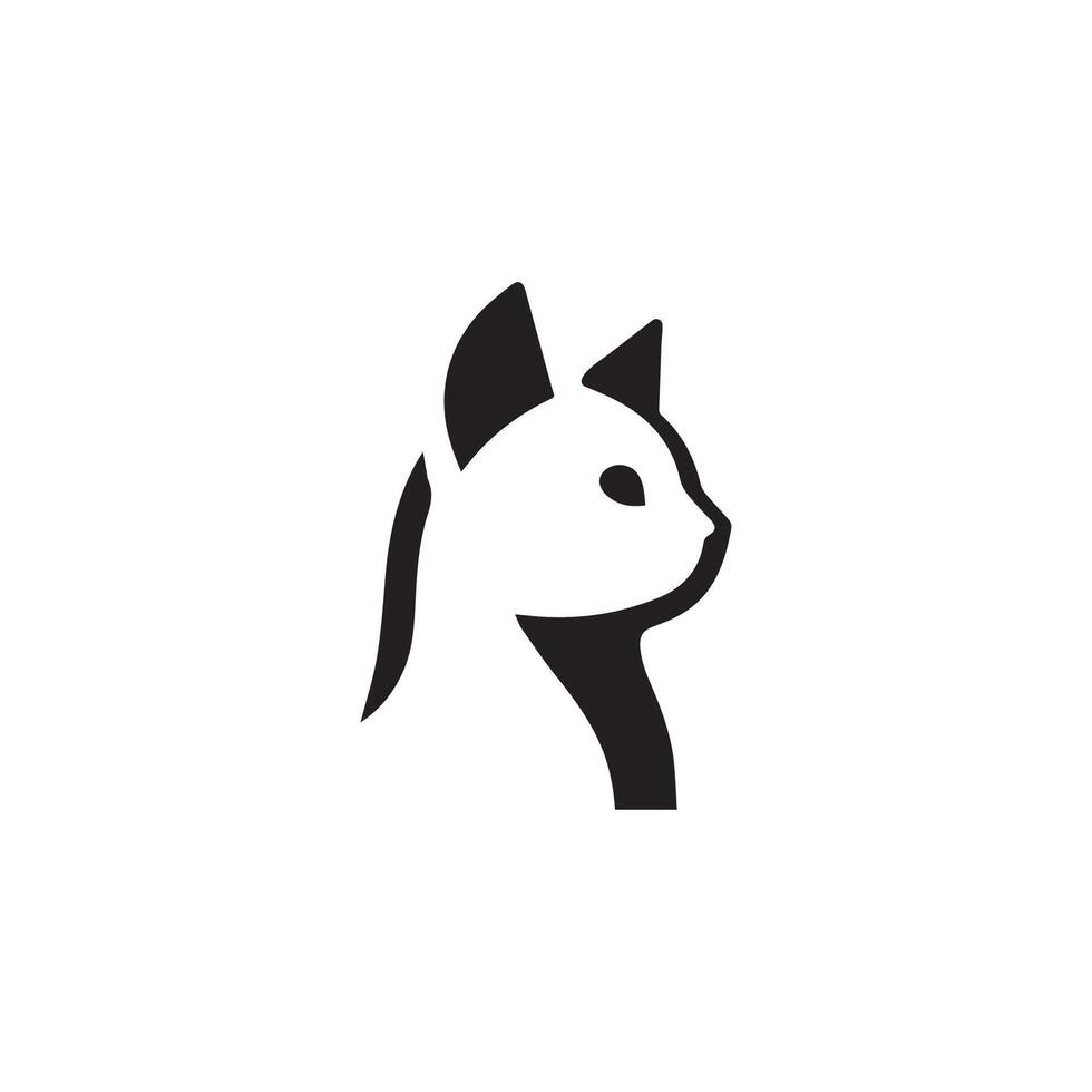 A black and white cat face logo vector