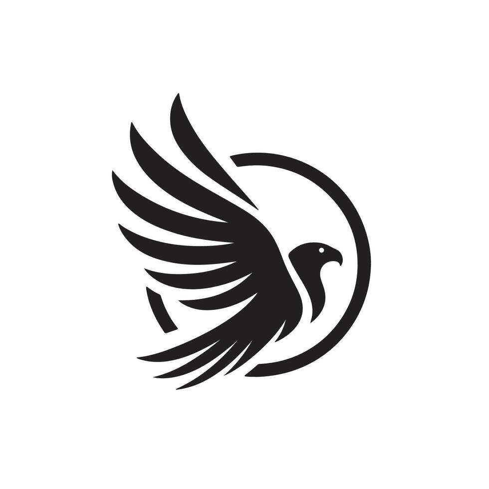 A black and white bird flying in a circle logo vector