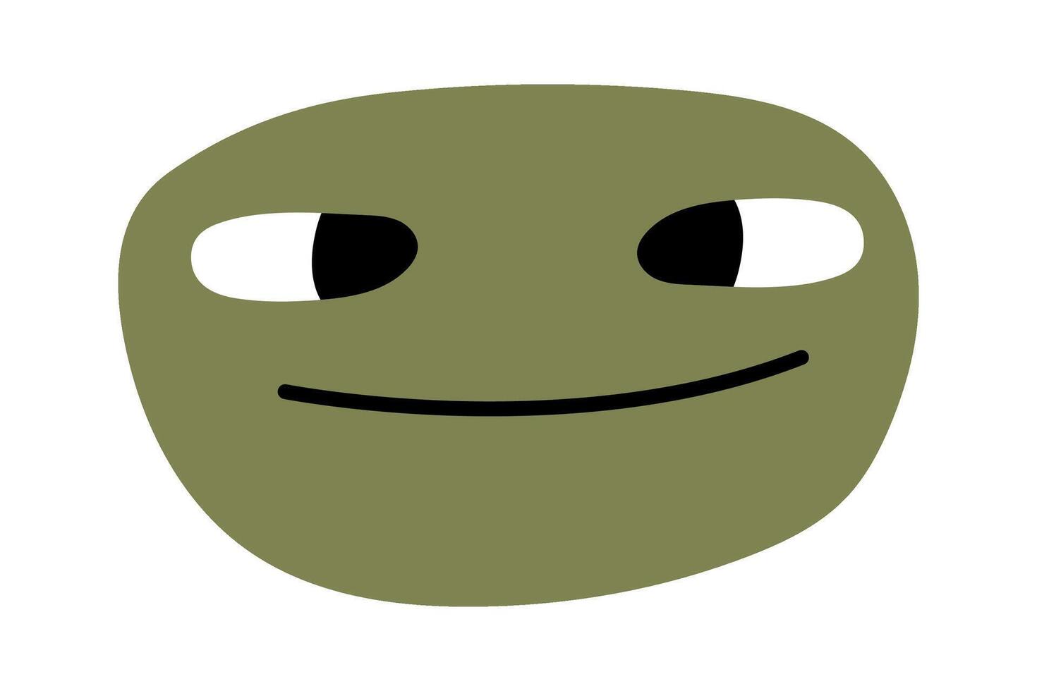 Funny green emoji. Crazy face with slanted eyes. Isolated illustration for your design vector