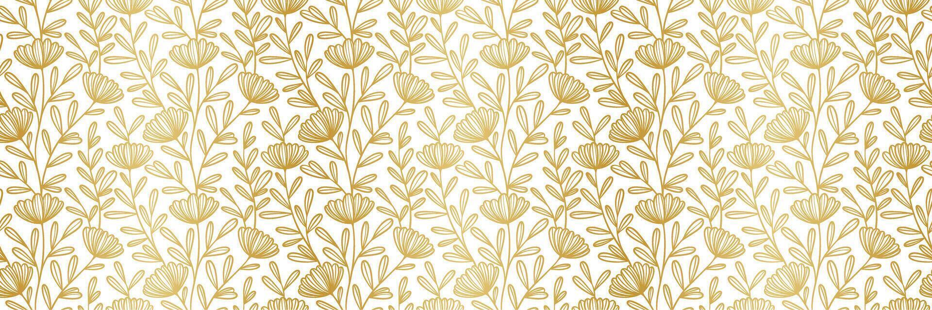 Gold gradient floral print pattern, elegant vintage flower print, daisy banner design vector