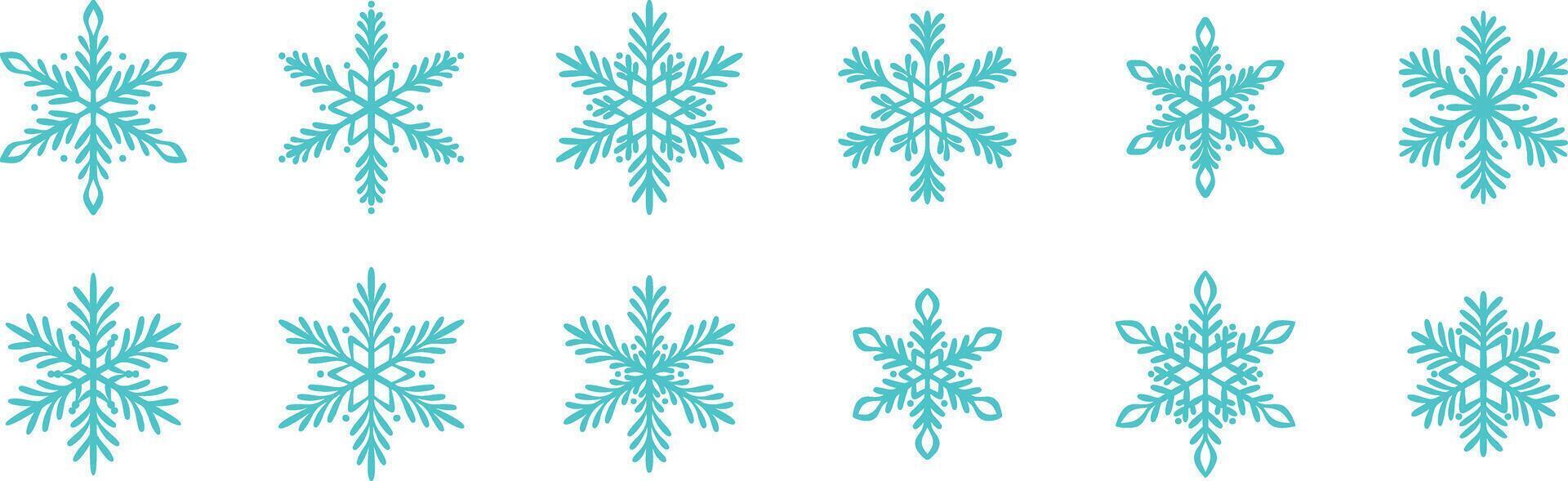 Elegant minimalist snowflake set, snow icon design collection isolated vector