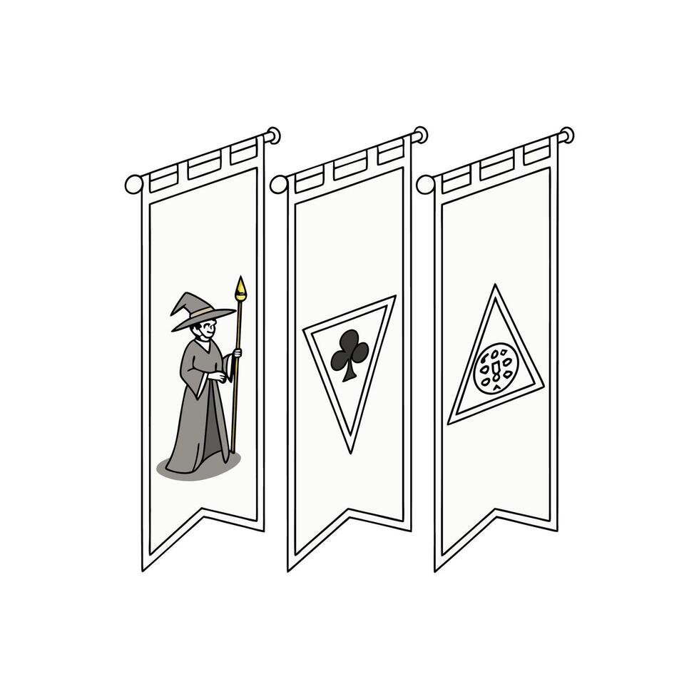 Three banners with symbols on them vector