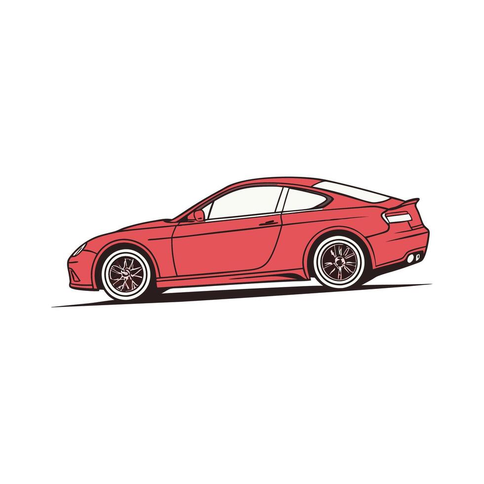A red sports car on a white background vector
