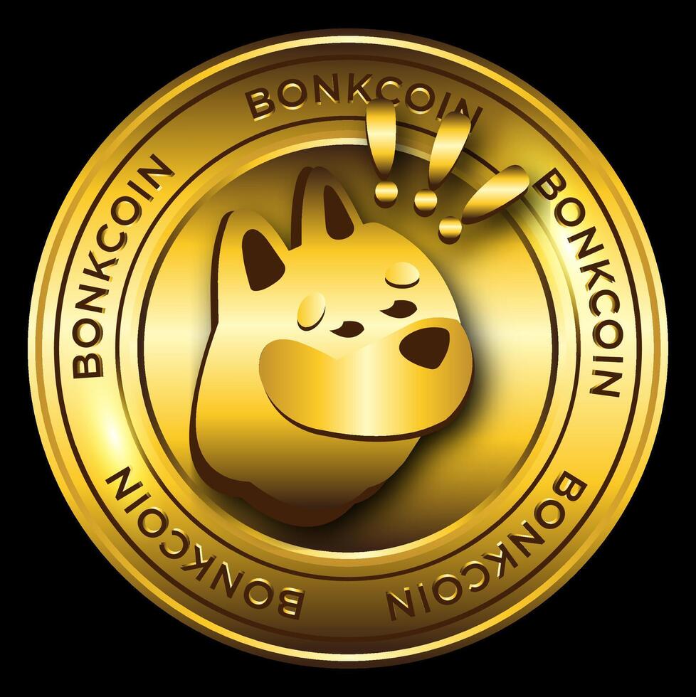 luxury gold bonk coin crypto currency symbol vector