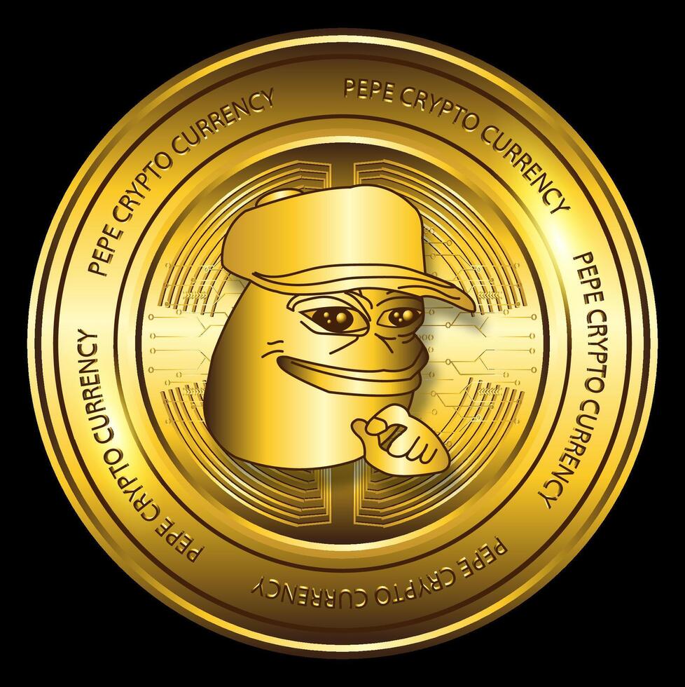 luxury gold pepe coin crypto currency symbol vector