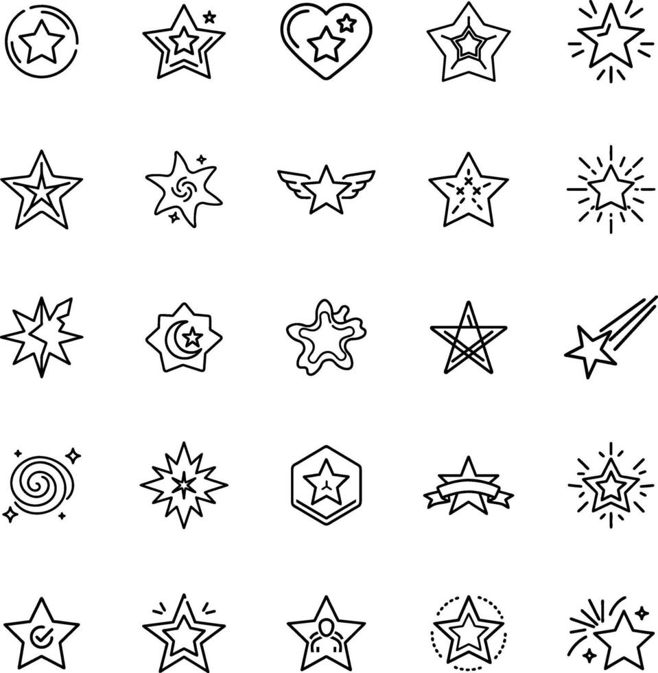 Star Icons Collection of Twinkling, Shining, and Sparkling Stars vector