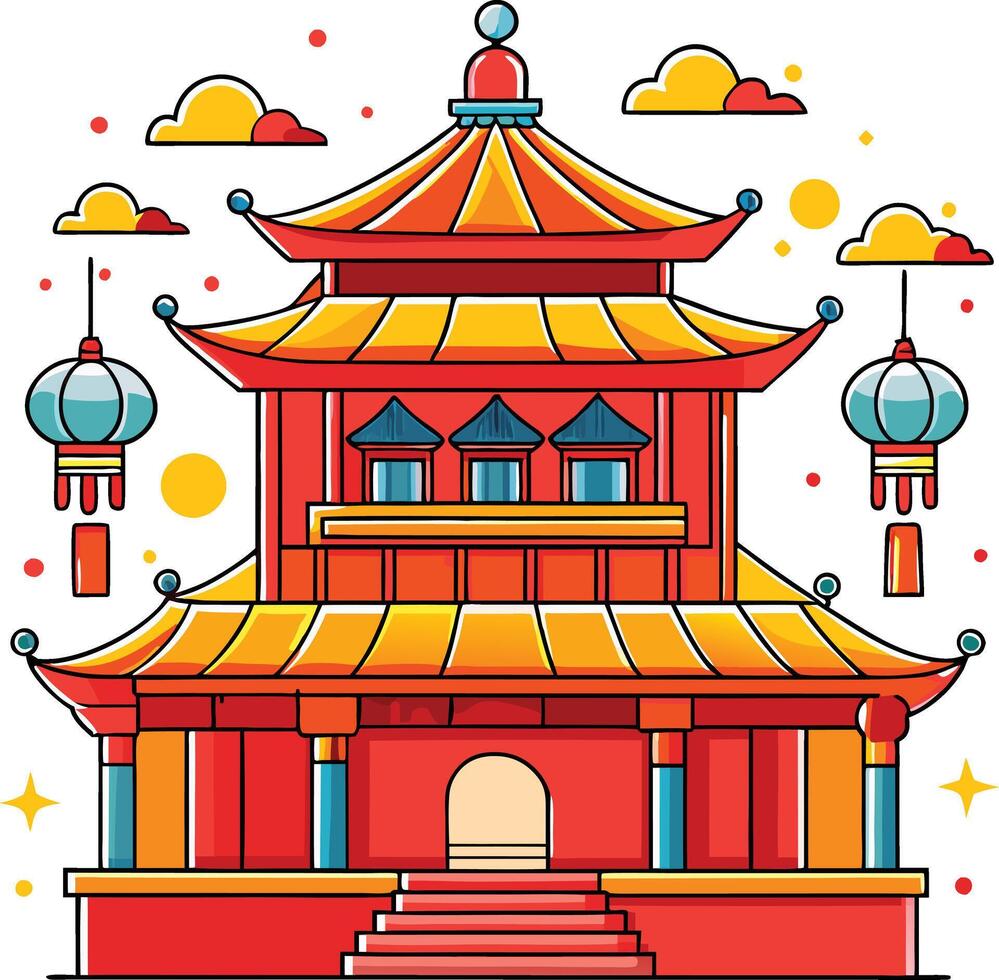 chinese new year elements chinese japan simple style light background vector