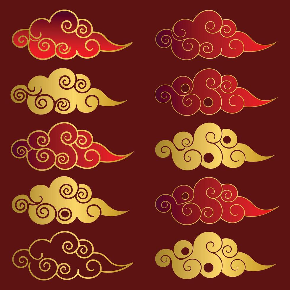 Chinese cloud design element vector