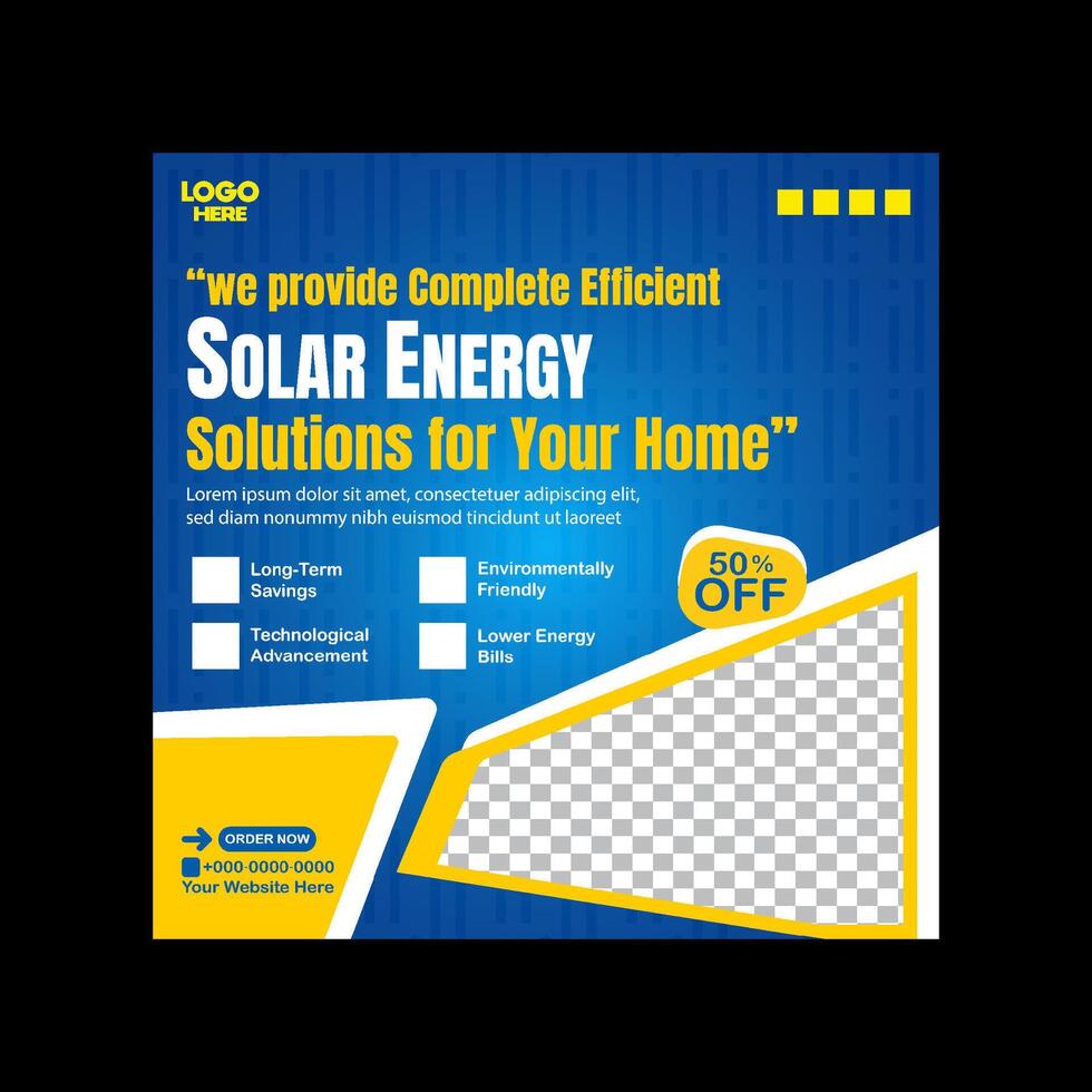 Home Powered by Solar Energy and Innovation social media banner template design vector