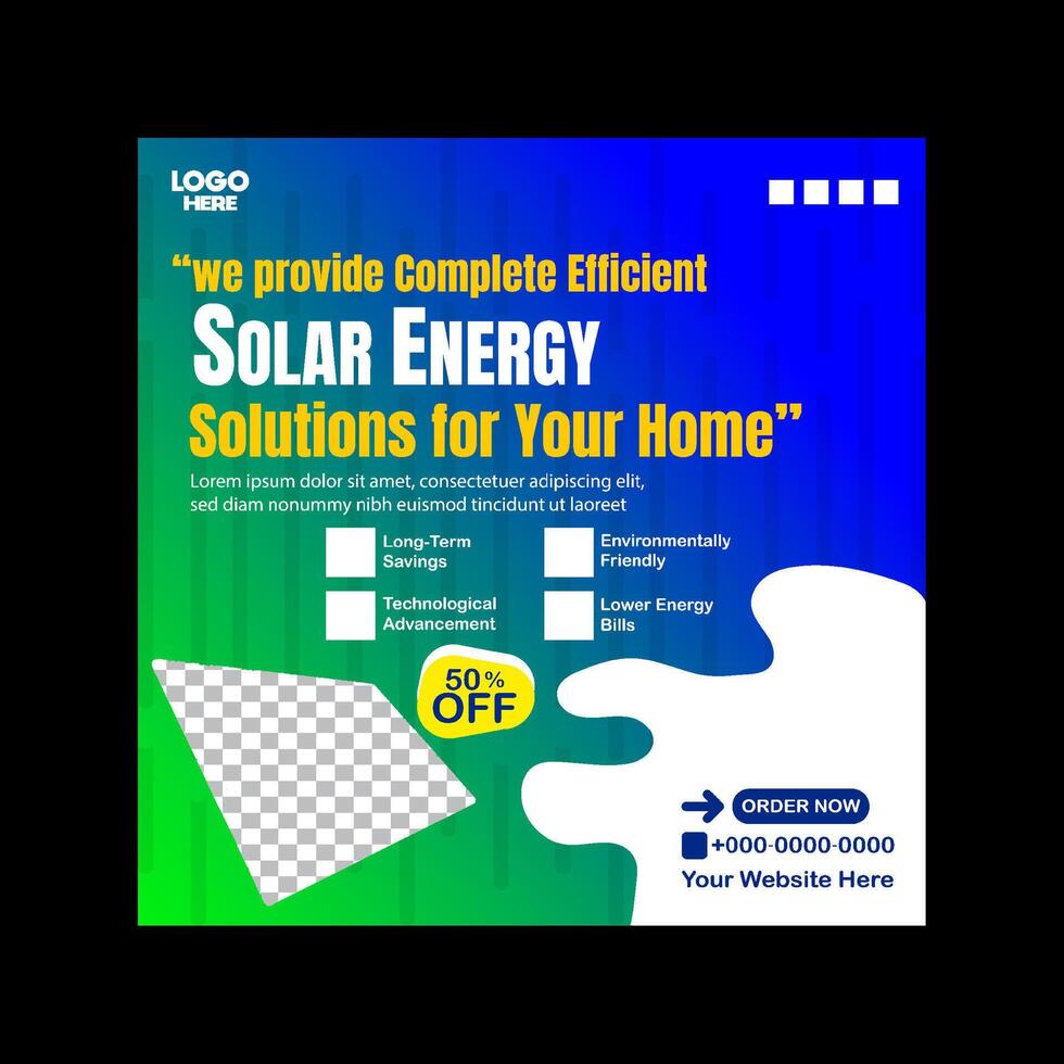 Solar Panels for a Sustainable Future social media banner template design vector