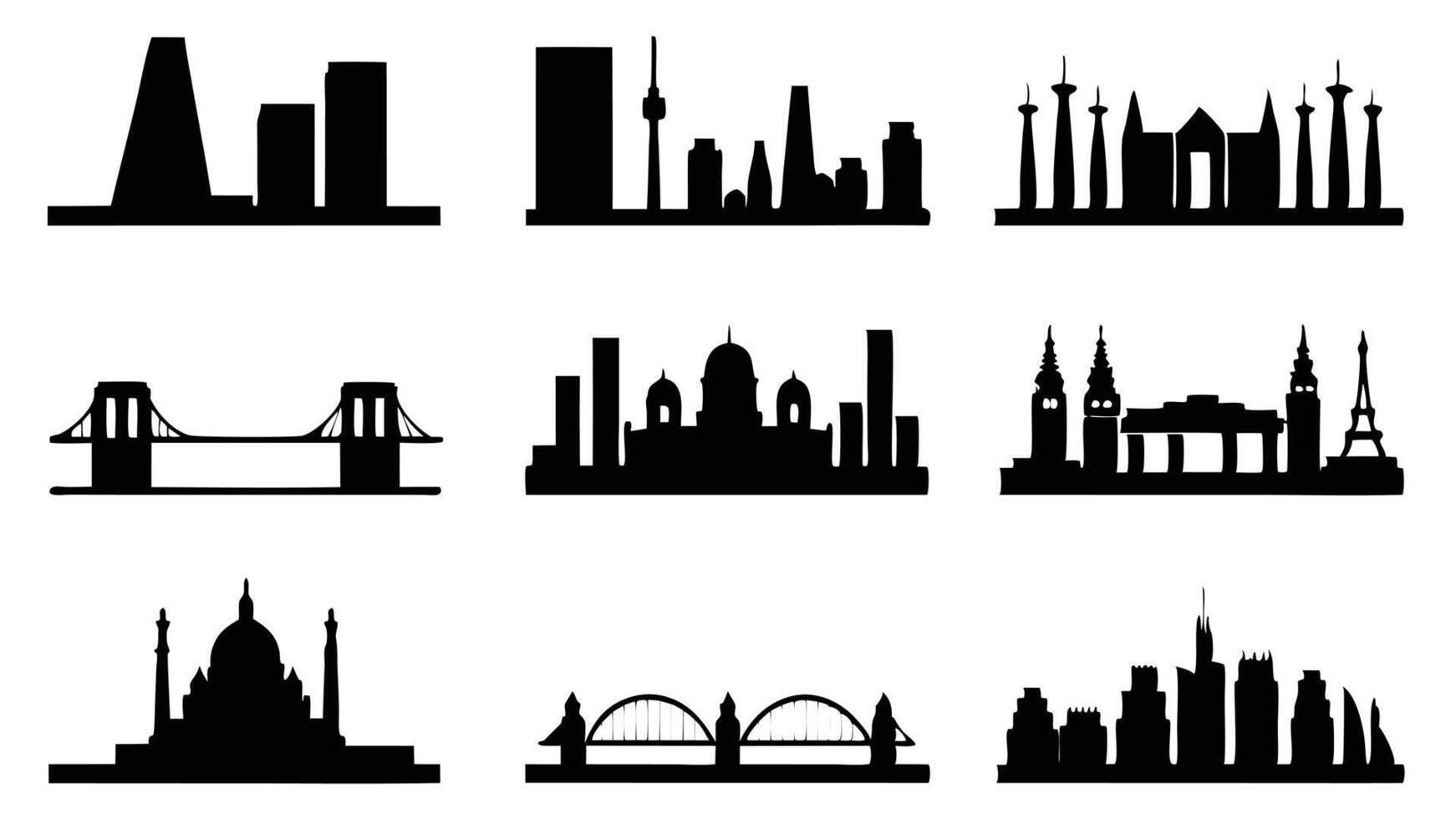 Urban Skyline Silhouette Art Collection vector