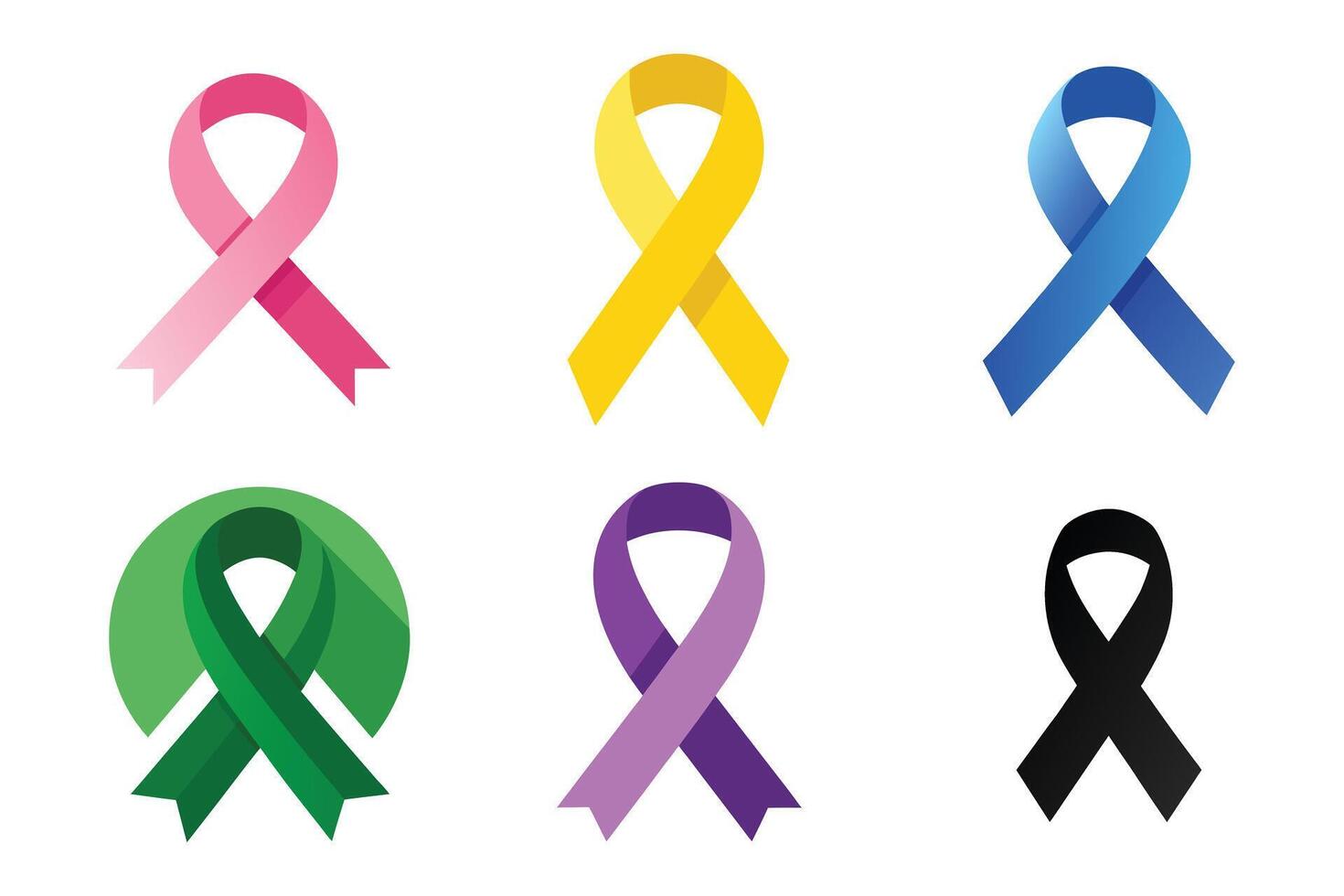 Cancer Support Ribbons Illustration Packk vector