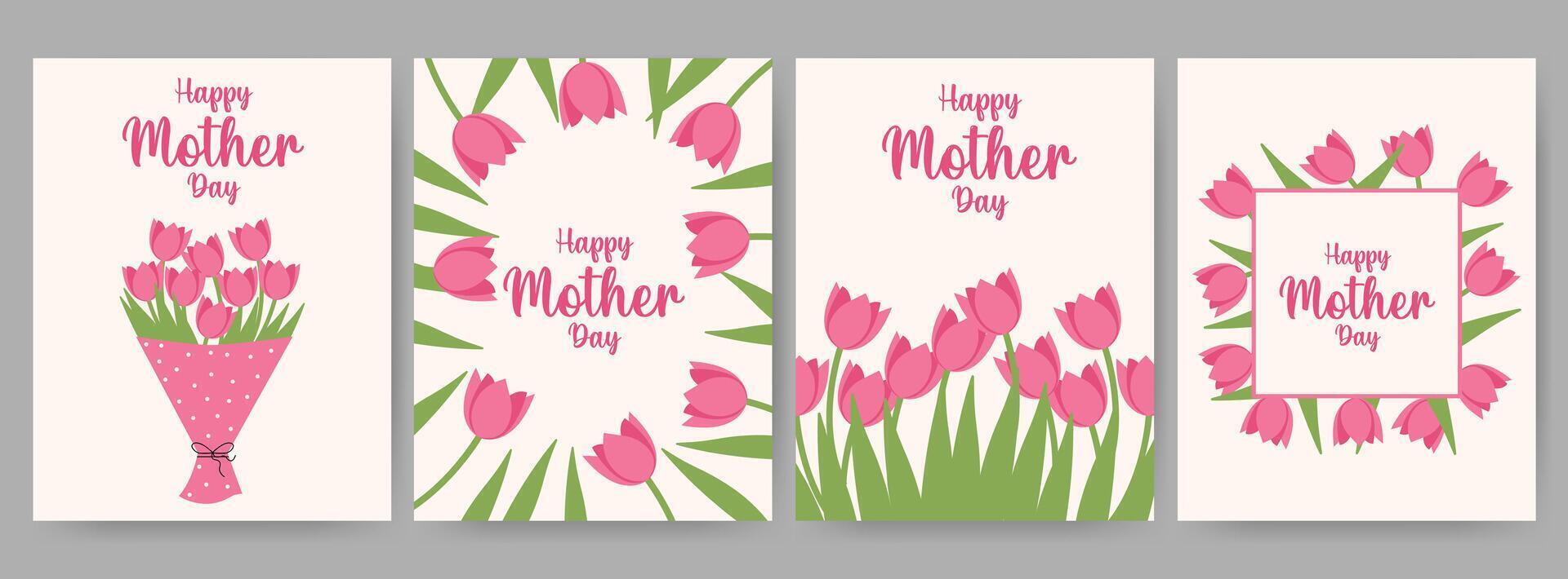 Happy mother day design of tulips for card, invitation, poster, flyer, web design vector