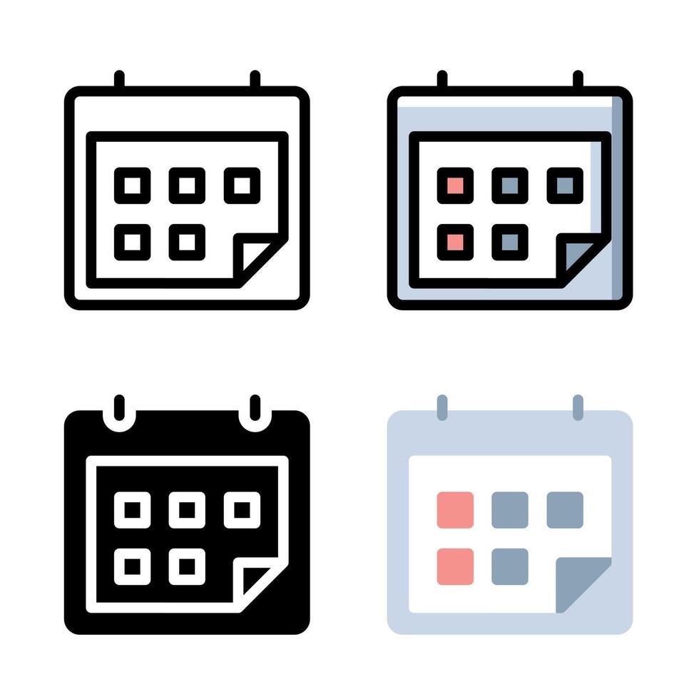 Calendar icon set. Suitable for calendar and scheduling app element. Date organizer icon. vector