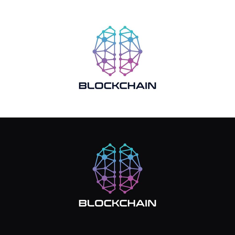 Abstract Brain Blockchain Technology Logo vector