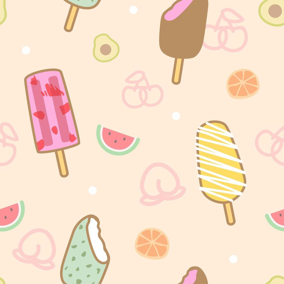 ice cream stick seamless pattern wallpaper design vector
