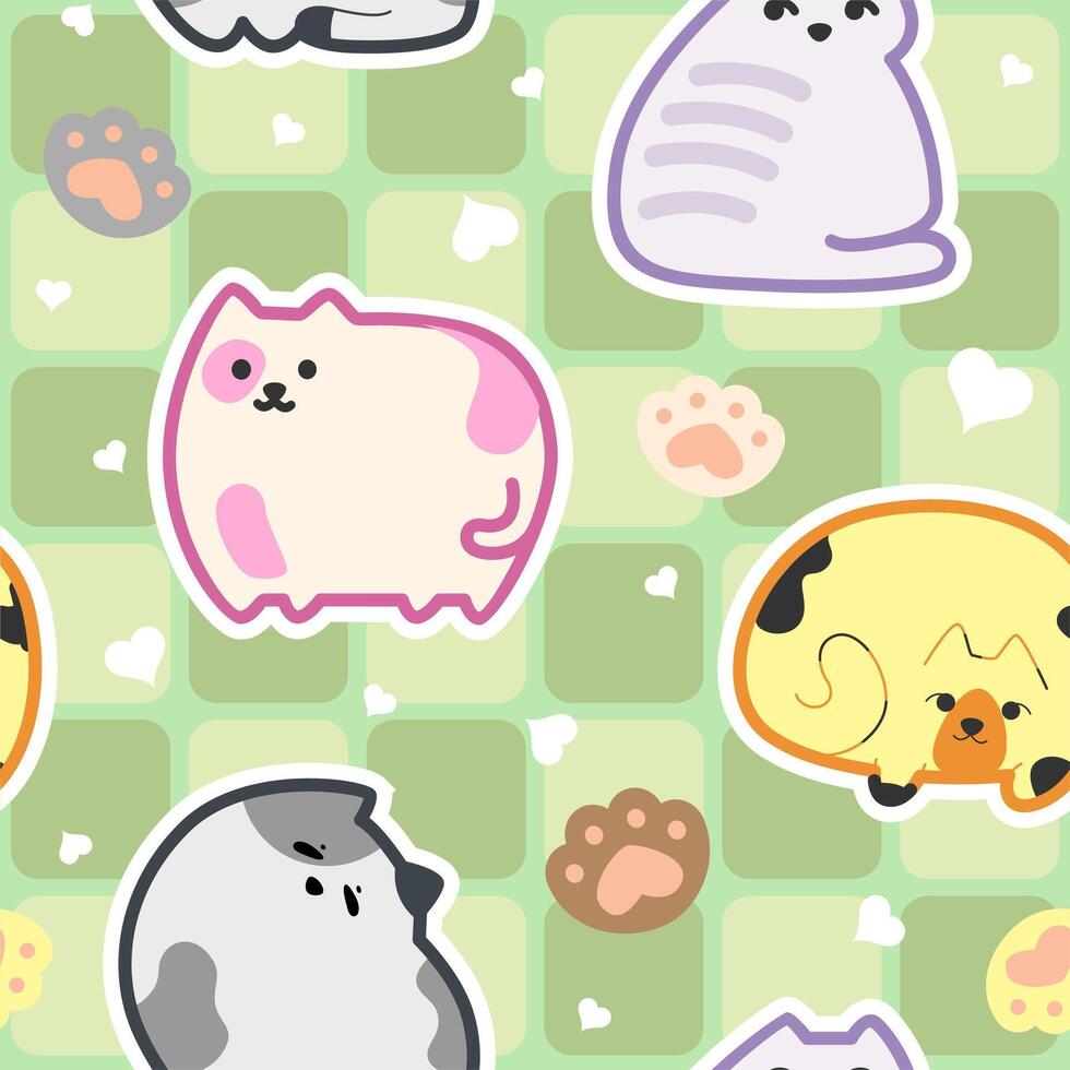 cute cats and kitten seamless pattern background design vector