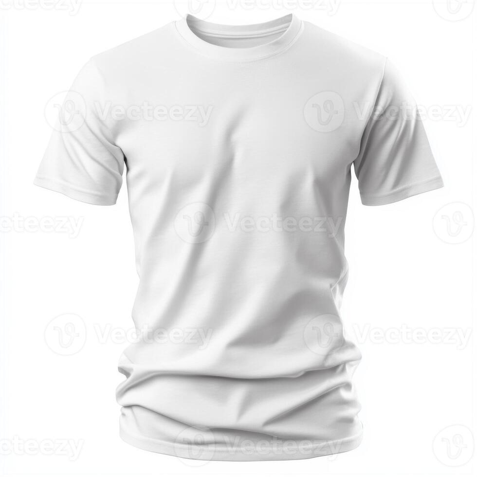 Front of a clean White T-Shirt isolated on white background photo
