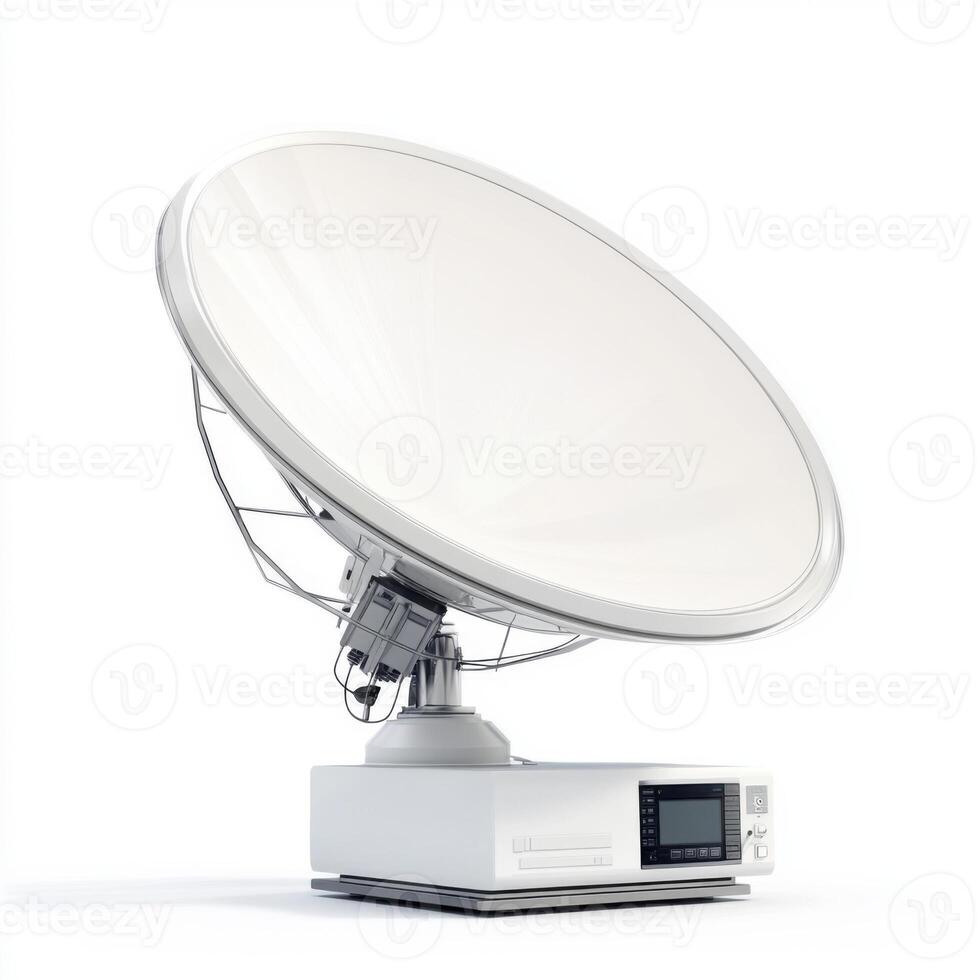 Satellite dish with modern design on white background photo