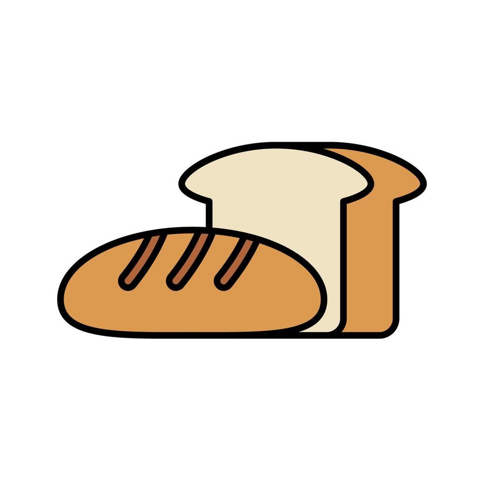 Flat design french bread and white bread icon. vector