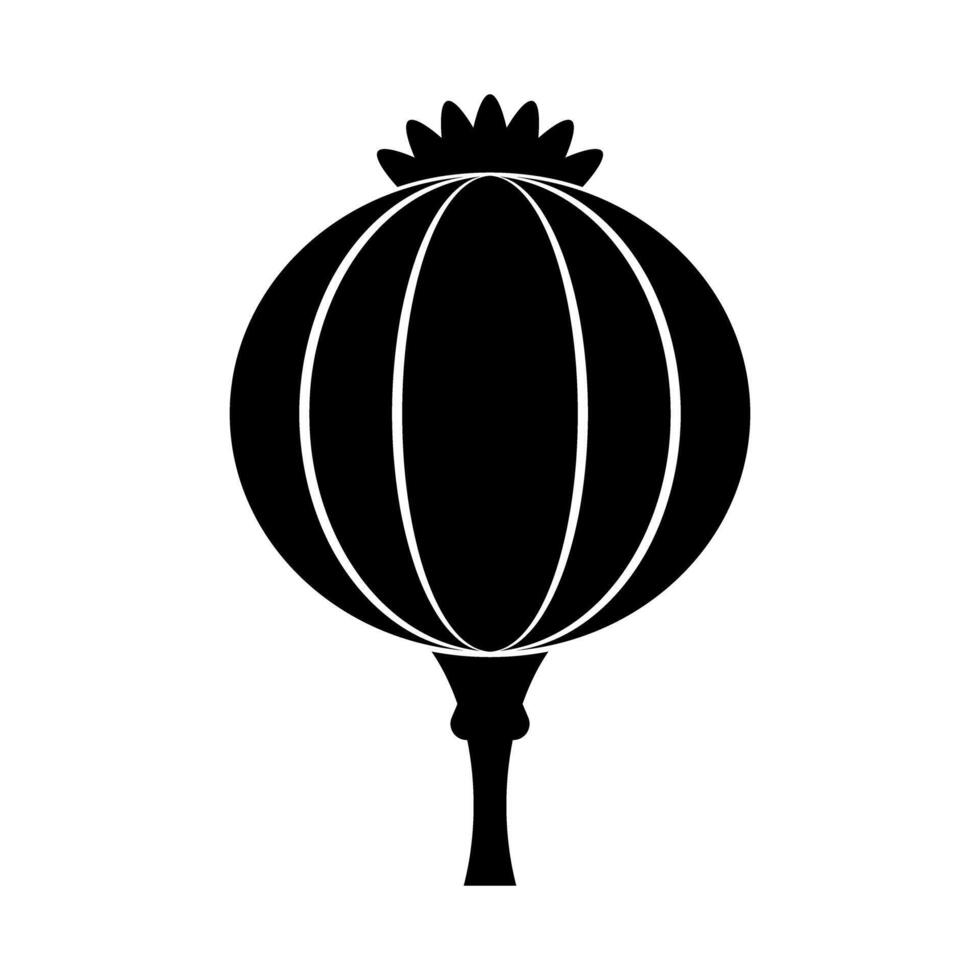 Opium poppy capsule silhouette. vector