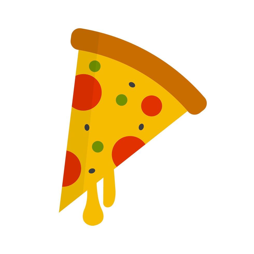 Melting pizza slice icon. vector