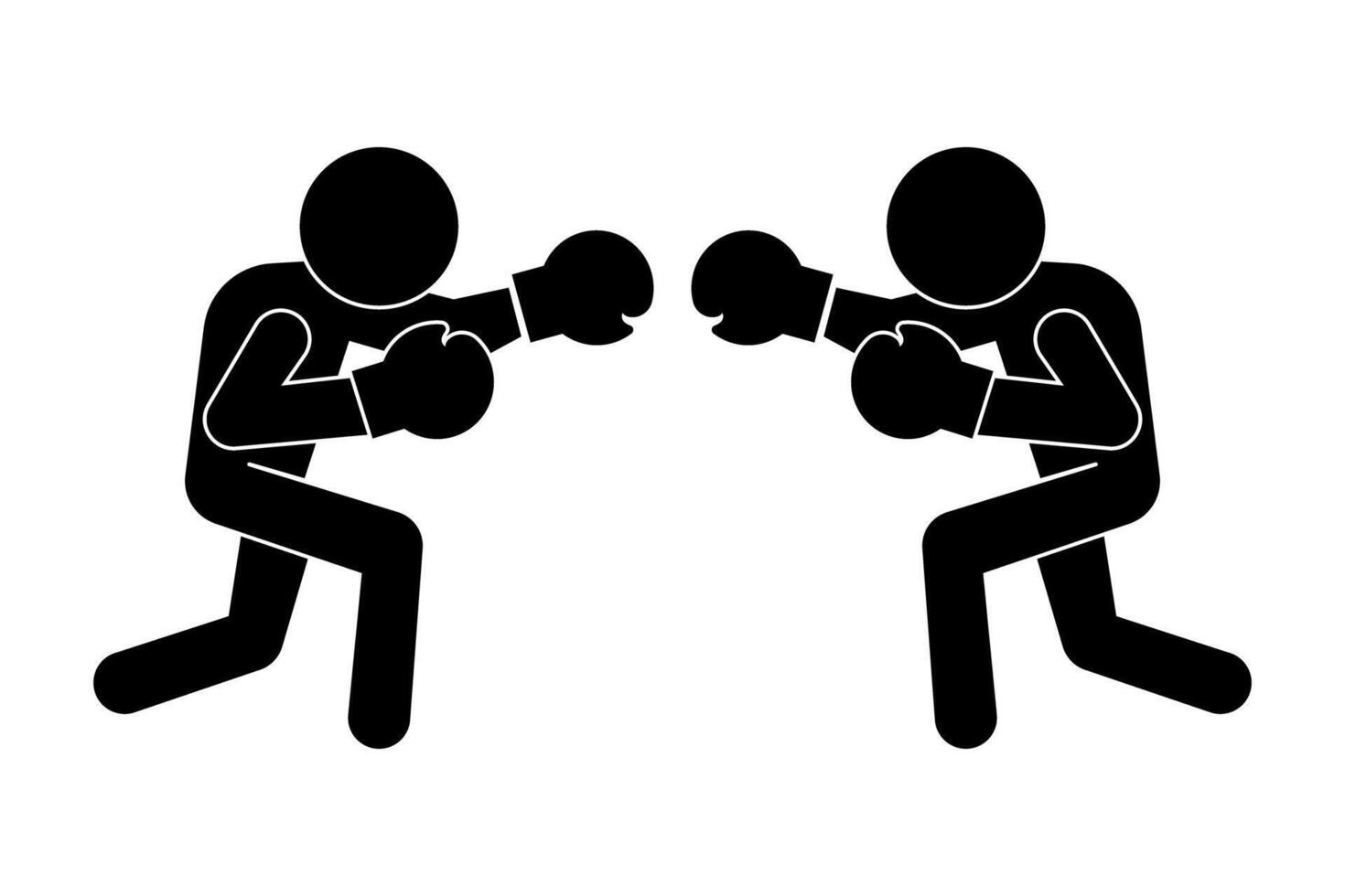 Boxing match silhouette icon. vector