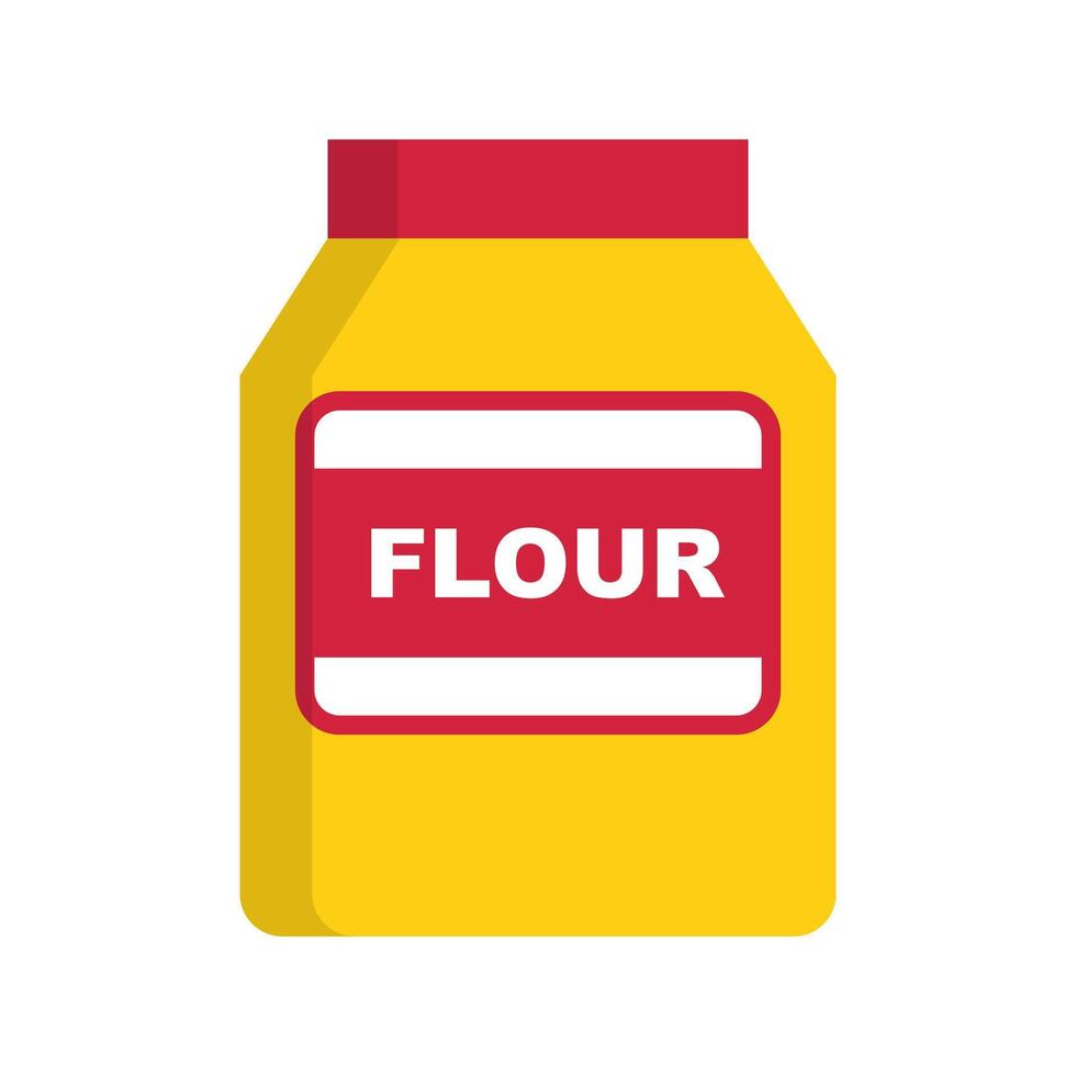 Yellow flour bag icon. vector