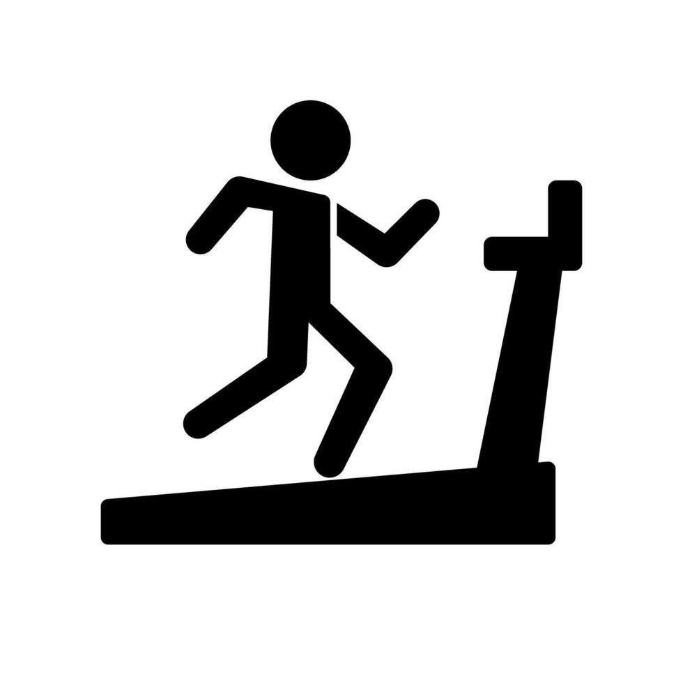 Treadmill and runner silhouette icon. vector