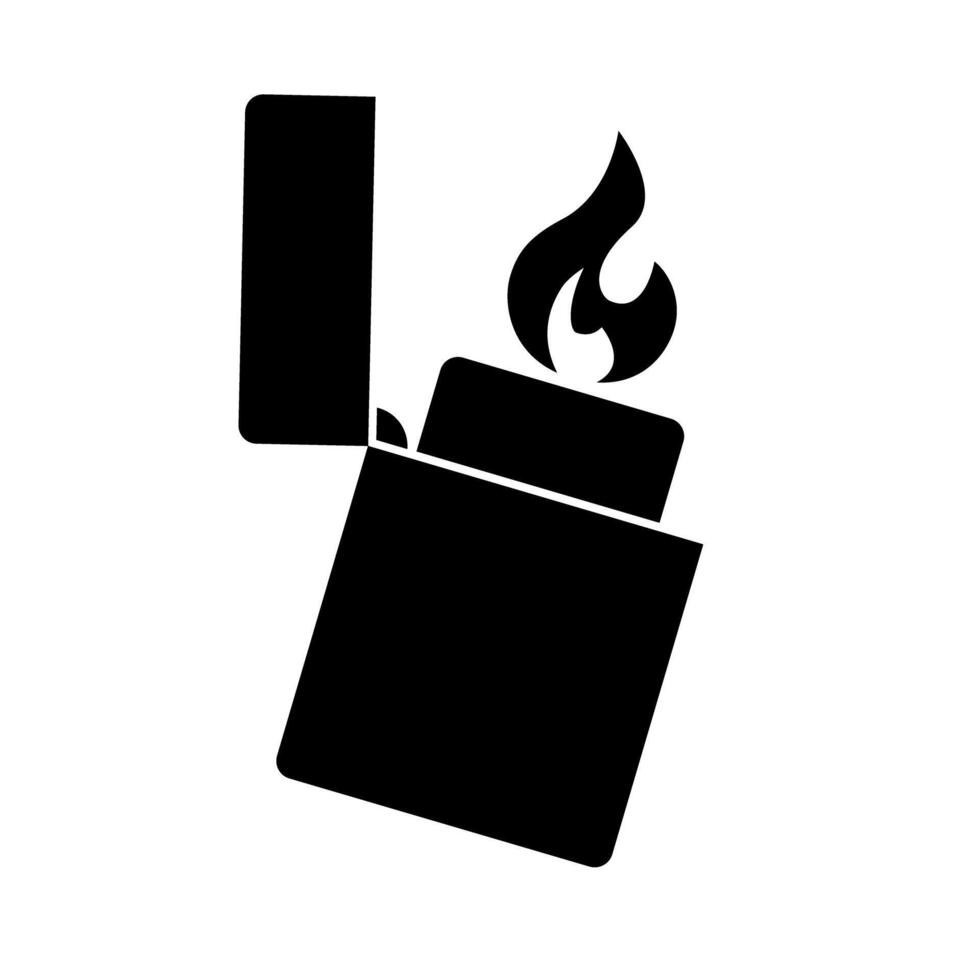 Igniting lighter silhouette icon. vector